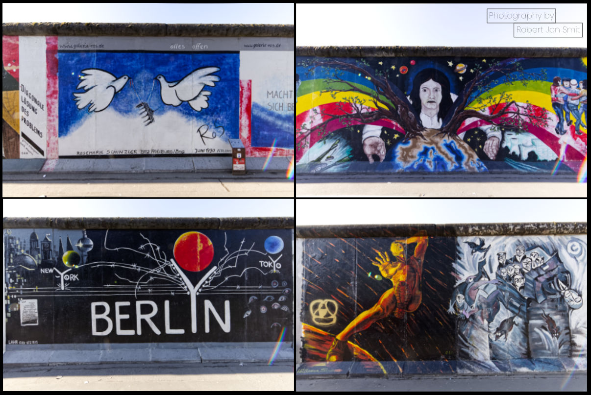 Kustwerken op de berlijnse muur bij East Side Gallery