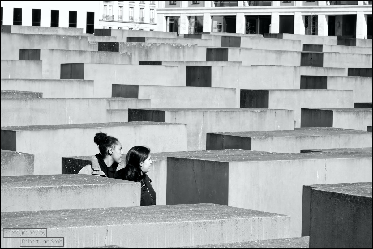 Holocaust Memorial Berlijn in zwart wit