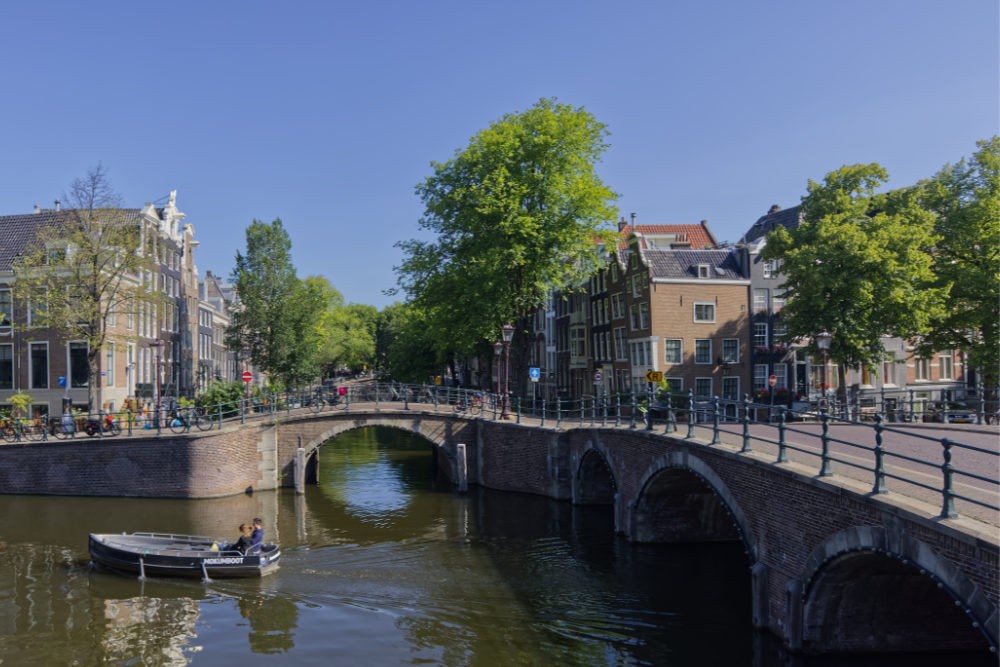 Brugen over de Keizersgracht op grootformaatfoto