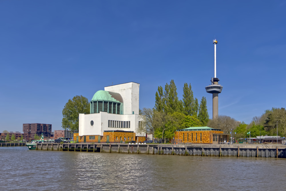 Ingang Noordkant van de Maastunnel op grootformaatfoto