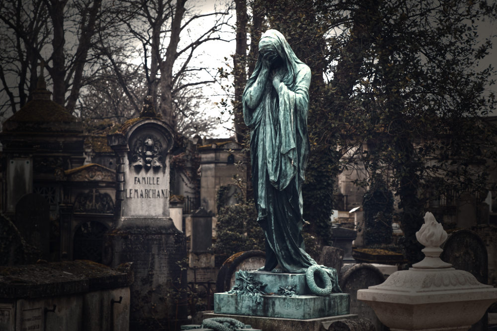 Père-Lachaise in Parijs op grootformaatfoto